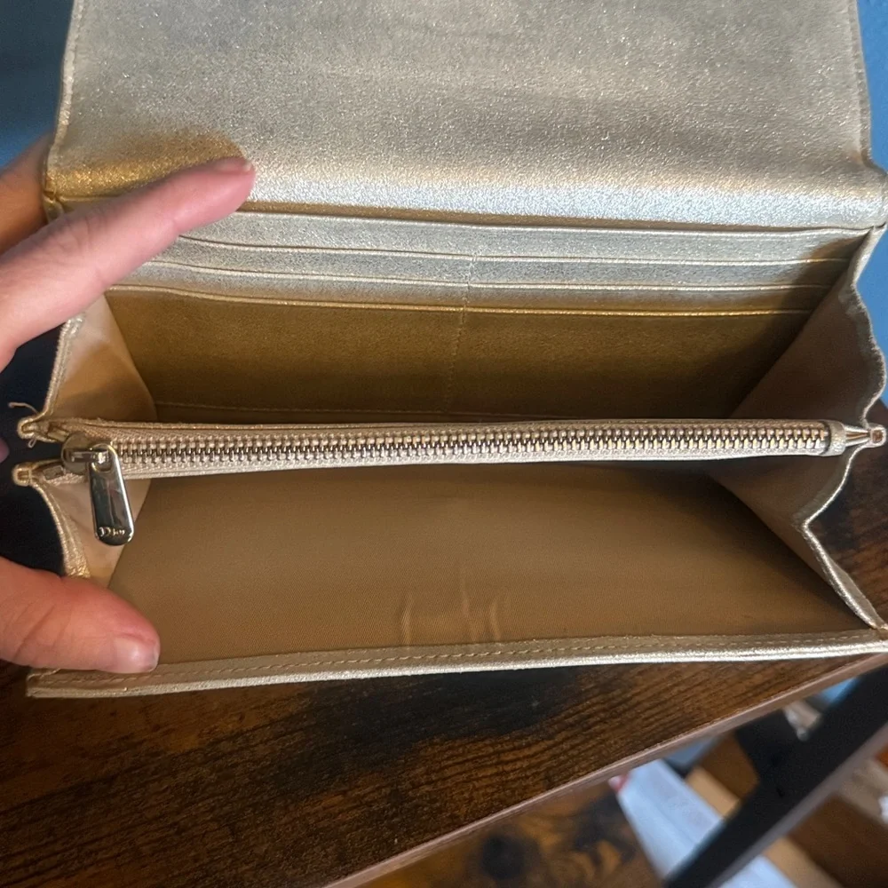 Christian Dior Metallic Gold Clutch Wallet